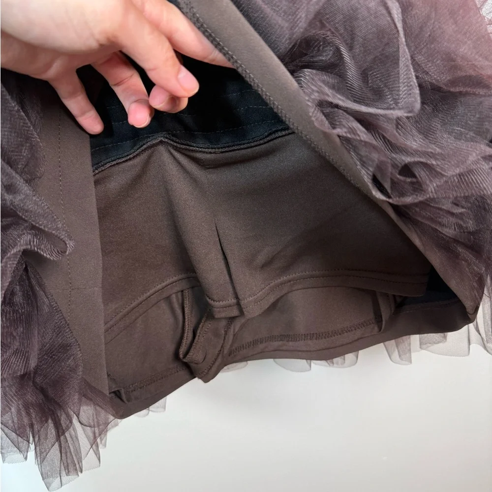 Zara Tulle Dress With‎ Voluminous Hem in Mocha Brown - Picture 4 of 8